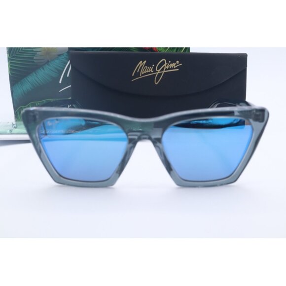 Maui Jim Kini Kini MJ 849-27E Translucent Cat Eye Sunglasses Blue polarized Lens